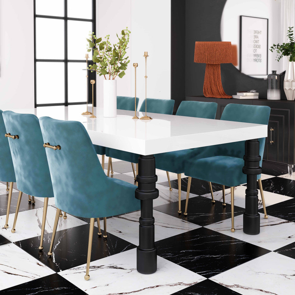 Beatrix Velvet Side Chair, Sea Blue