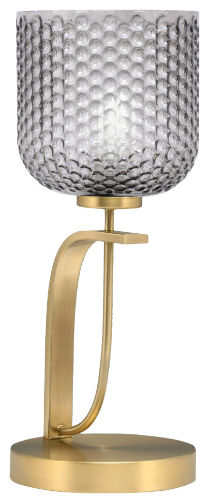 Cavella Accent Lamp In New Age Brass Finish, 7" Smoke Textured Glass