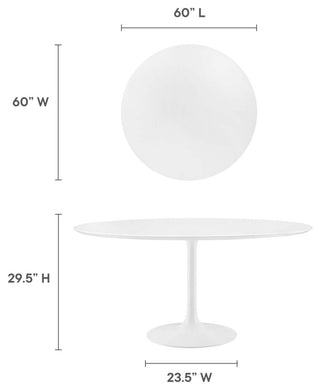Lippa Round Wood Top Dining Table, White, 60"