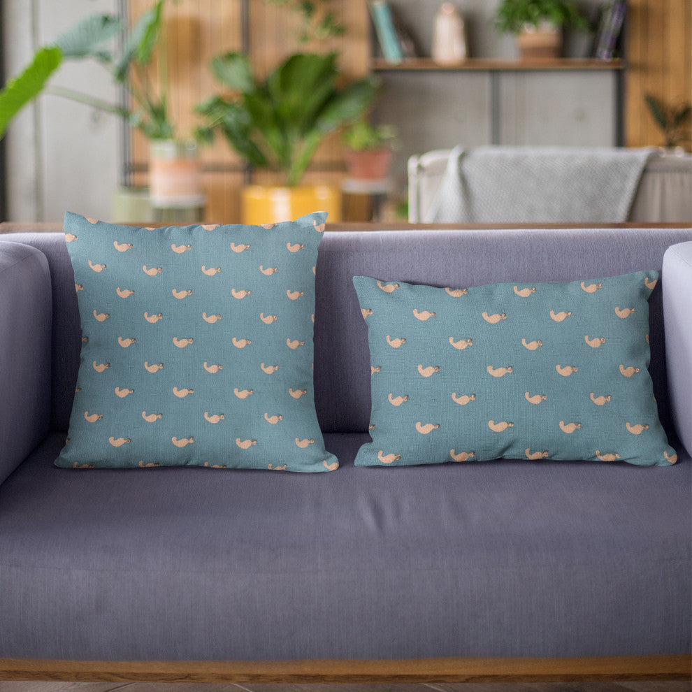 Plutus Blue Beaded Motif Luxury Throw Pillow, 20"x20"