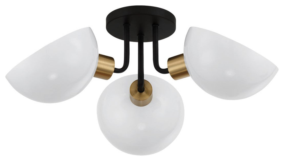 Crystorama Gigi 3 Light Semi-Flush Mount GIG-810-BK-AG, Matte Black/Aged Brass