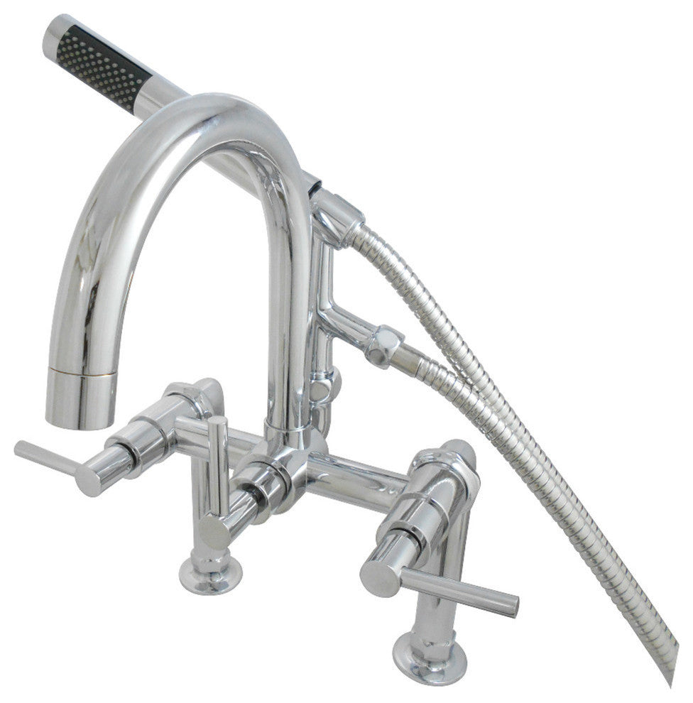Aqua Vintage 7" Deck Mount Clawfoot Tub Faucet, Polished Chrome