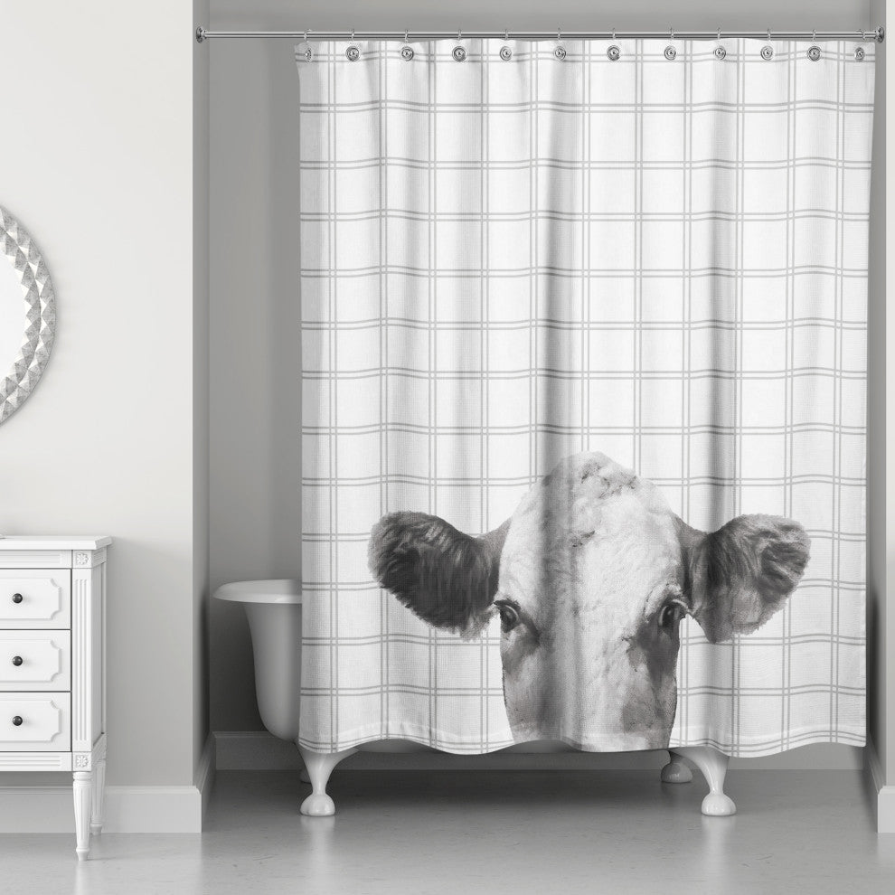 Peeping Cow Face 71x74 Shower Curtain