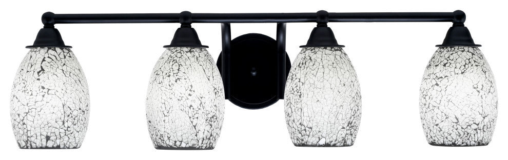 Paramount 4-Light Bath Bar, Matte Black, 5" Black Fusion Glass