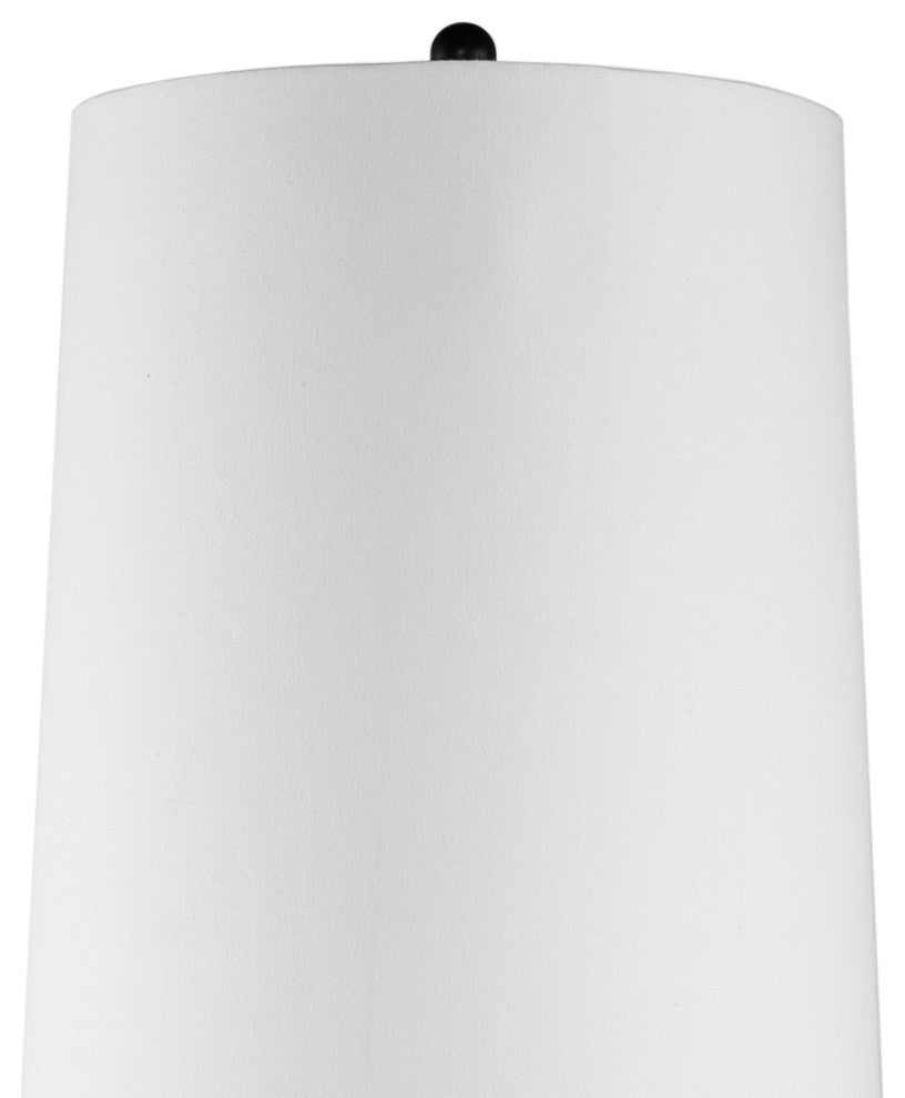Benzara BM285178 61" Floor Lamp, Round Drum Shade, Aluminum Frame, White, Black