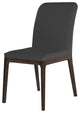 Modern Italian Leather Dining Chairs, Walnut, Set of 4, Charcoal