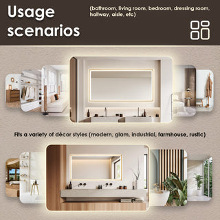Apollo Anti-Fog Dimmable Vanity, LED Lighted Wall Mirror, Brushed Gold, 72"