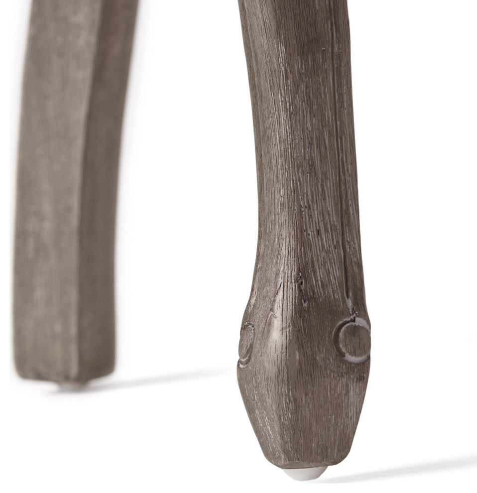 Case Tufted Dining Chair With Cabriole Legs, Set of 2, Light Gray, Brown Wash Finish