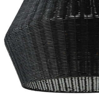 Matte Black 6-Light Natural Handwoven Rattan Pendant Light