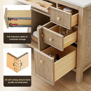 Cerrito Bathroom Vanity, Natural Oak, 60" Double, without Mirror