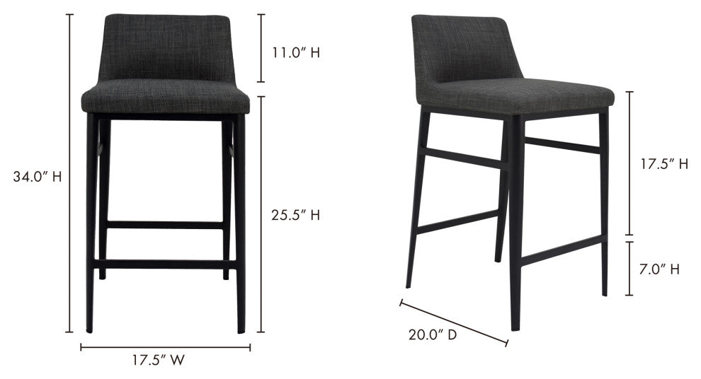 Contemporary Baron Counter Stool Charcoal - Grey