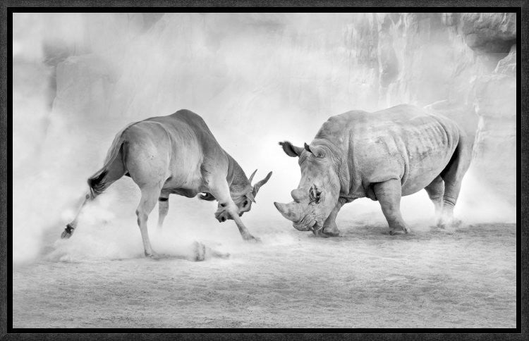 "Combat" Framed Canvas Giclee by Juan Luis Duran, 17x11"