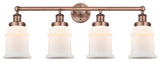 Canton 4-Light 33" Bath Vanity Light, Antique Copper Finish, Matte White Shade