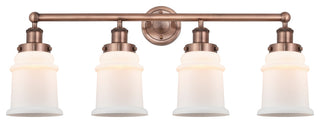 Canton 4-Light 33" Bath Vanity Light, Antique Copper Finish, Matte White Shade
