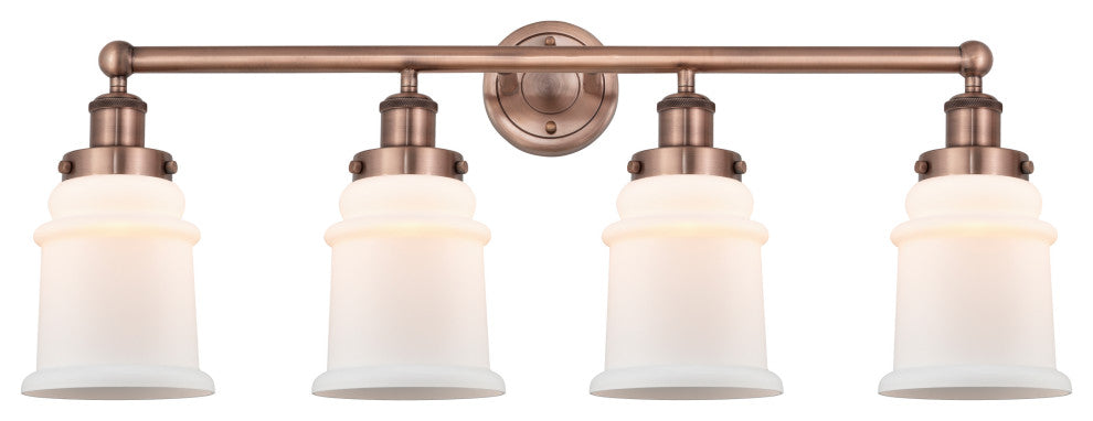 Canton 4-Light 33" Bath Vanity Light, Antique Copper Finish, Matte White Shade