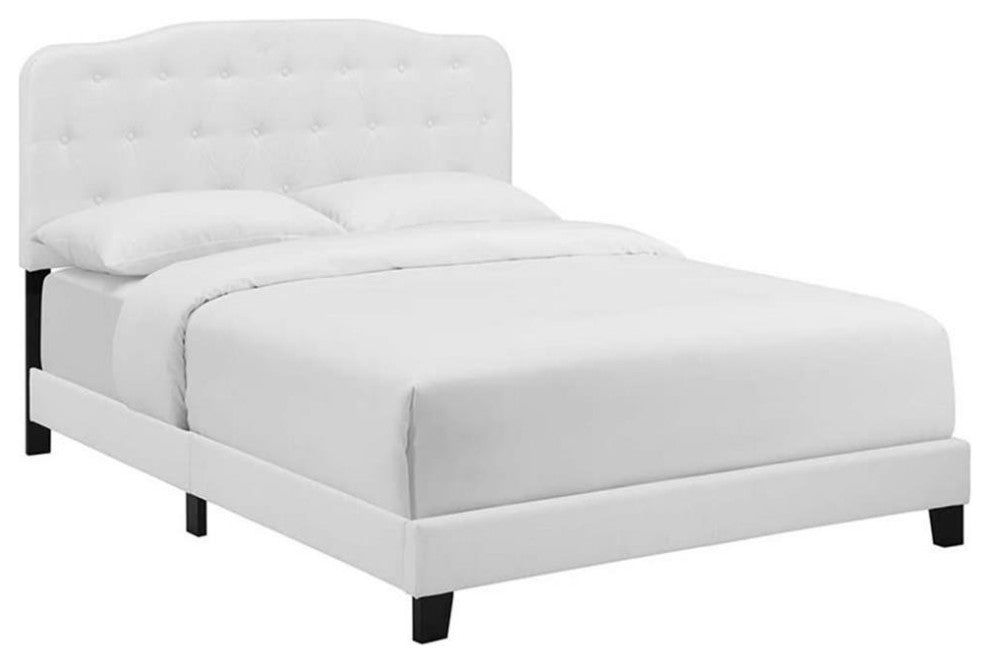Modway Amelia King Upholstered Polyester Fabric Bed in White Finish