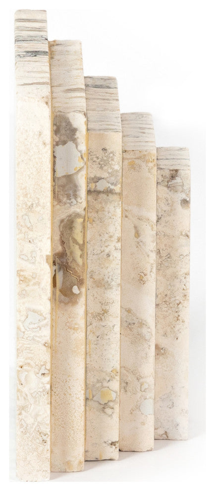 Stepped Bookends-White Travertine