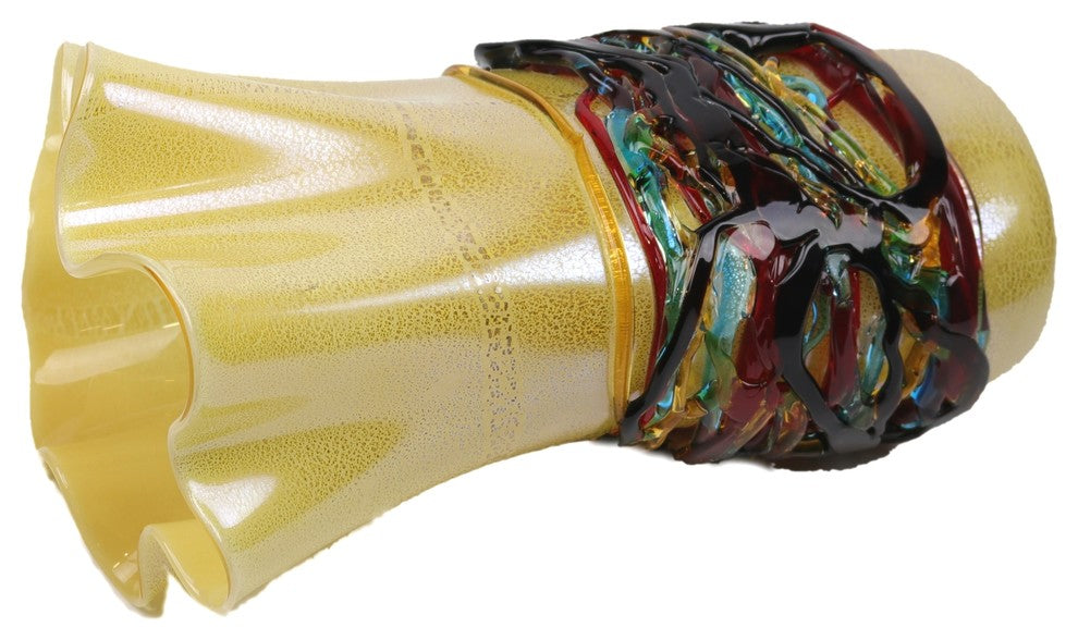 Murano Glass Colorado Silver Tall Handkerchief Vase