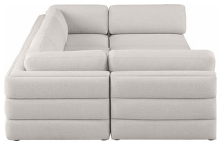 Beckham Linen Textured Fabric 6-Piece Modular U-Shaped Sectional, Beige