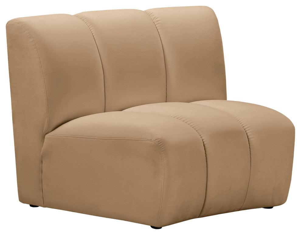 Infinity Channel Tufted Velvet Modular Chair, Camel, 1 Piece