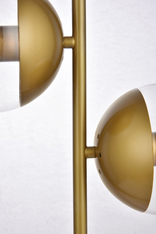 Midcentury Modern Brass And Clear 2-Light Table Lamp