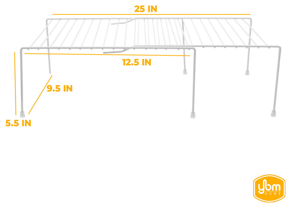 YBM Home Expandable Wire Kitchen Cabinet and Counter Shelf Organizer, White