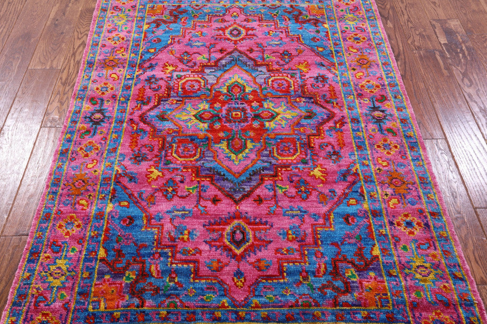 4' 1" X 6' 2" Handmade Heriz Serapi Wool Rug - Q13709
