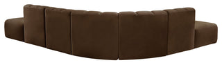 Arc Velvet Upholstered 7-Pc. L-Shaped Modular Sectional, Brown