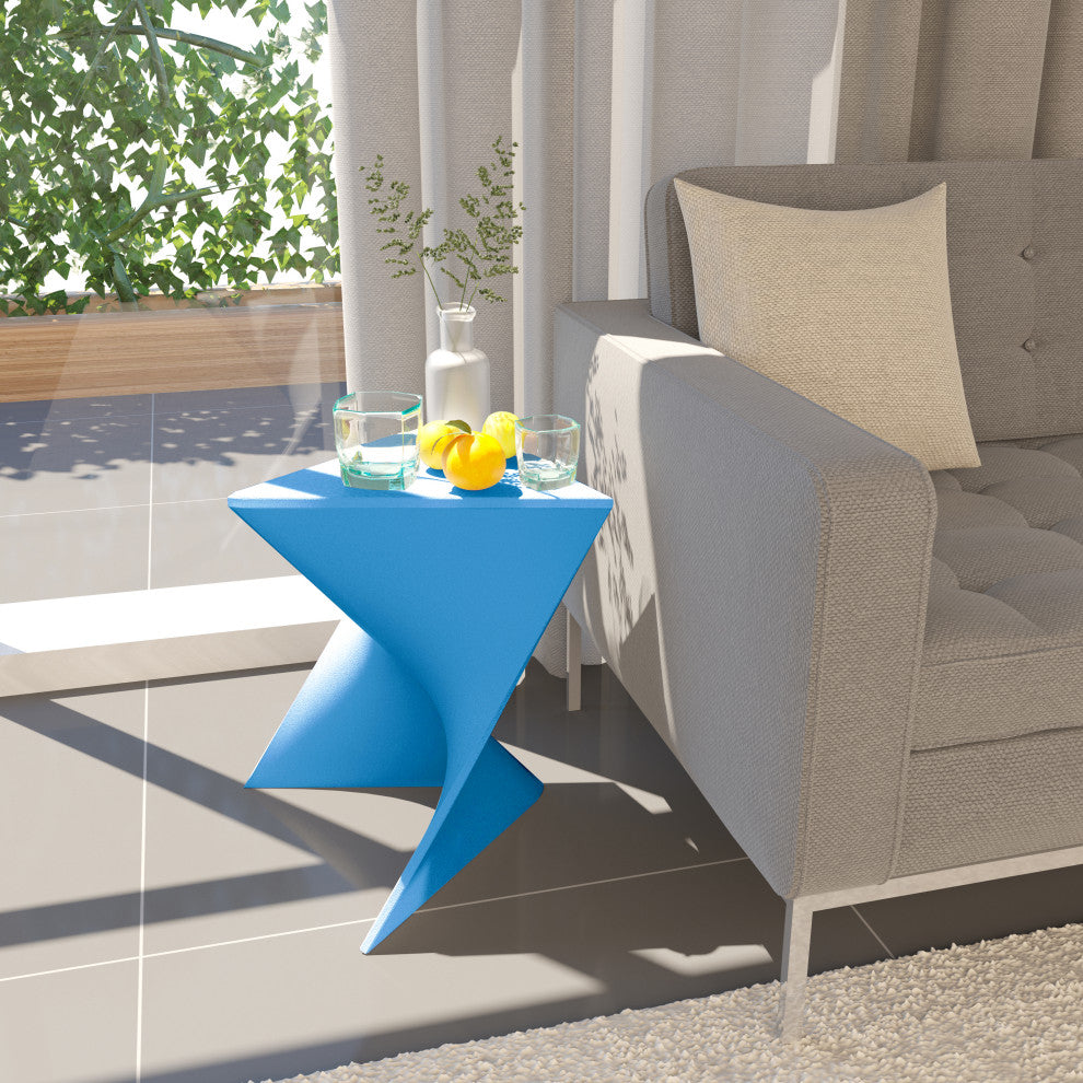 Leisuremod Randolph Modern Triangle Accent Side End Table, Blue, Set of 2