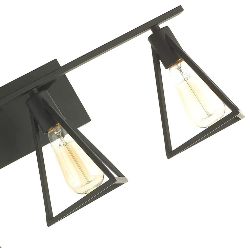 3-Light Bathroom Wall Sconce Lighting Over Mirror Black Triangle Wall Mounted