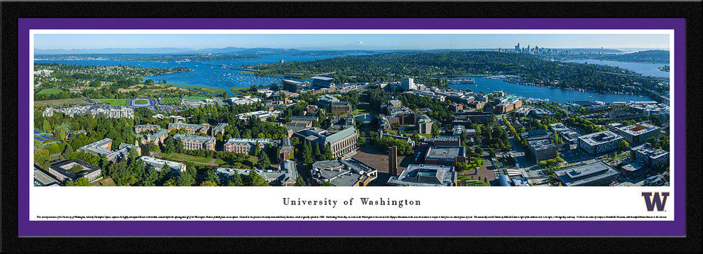 Washington Huskies Football Panoramic, Aerial Campus Picture, Select Frame