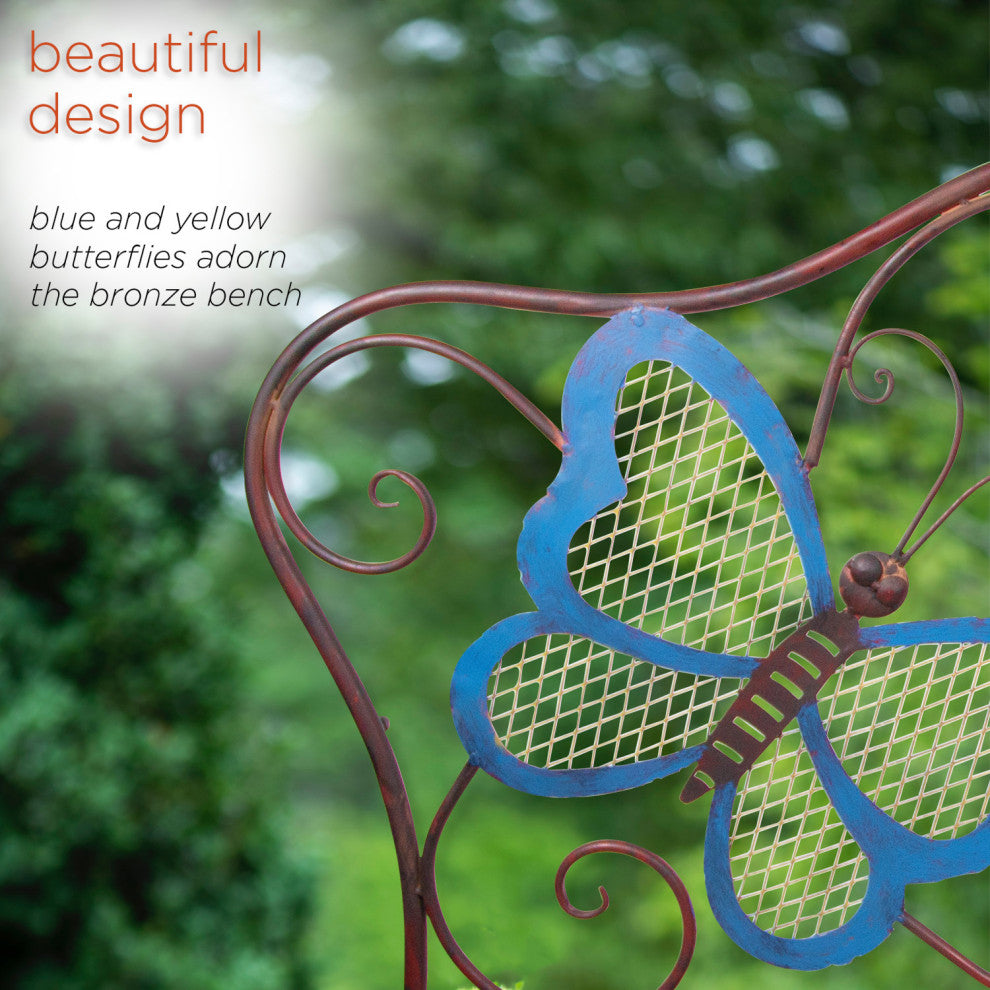 45" x 23" Outdoor 2-Person Butterfly Garden Bench