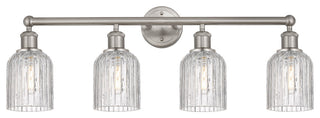 Edison-Bridal Veil 4-Light 32" Bath Vanity Light, Brushed Satin Nickel, Clear