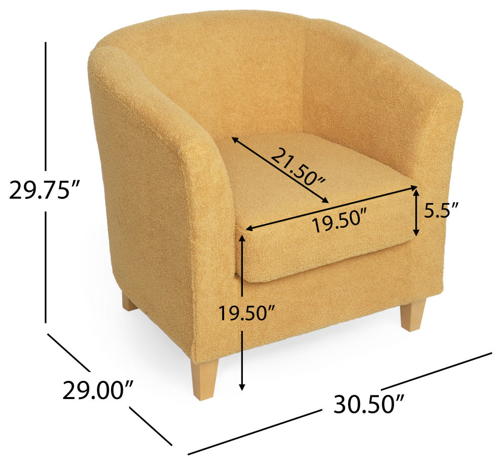 GDF Studio Kenta Contemporary Upholstered Fabric Club Chair, Mustard Yellow