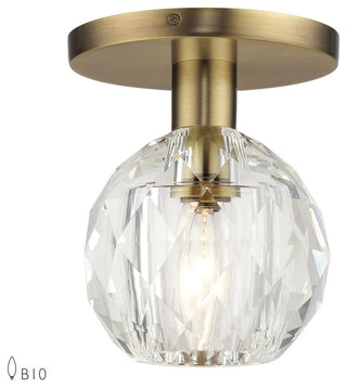Whitfield 1-Light Natural Brass Crystal Semi-Flush