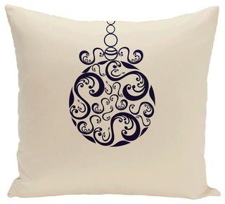 Fancy-Bulb, Decorative Holiday Print Pillow, Ivory And Cream, 26"x26"
