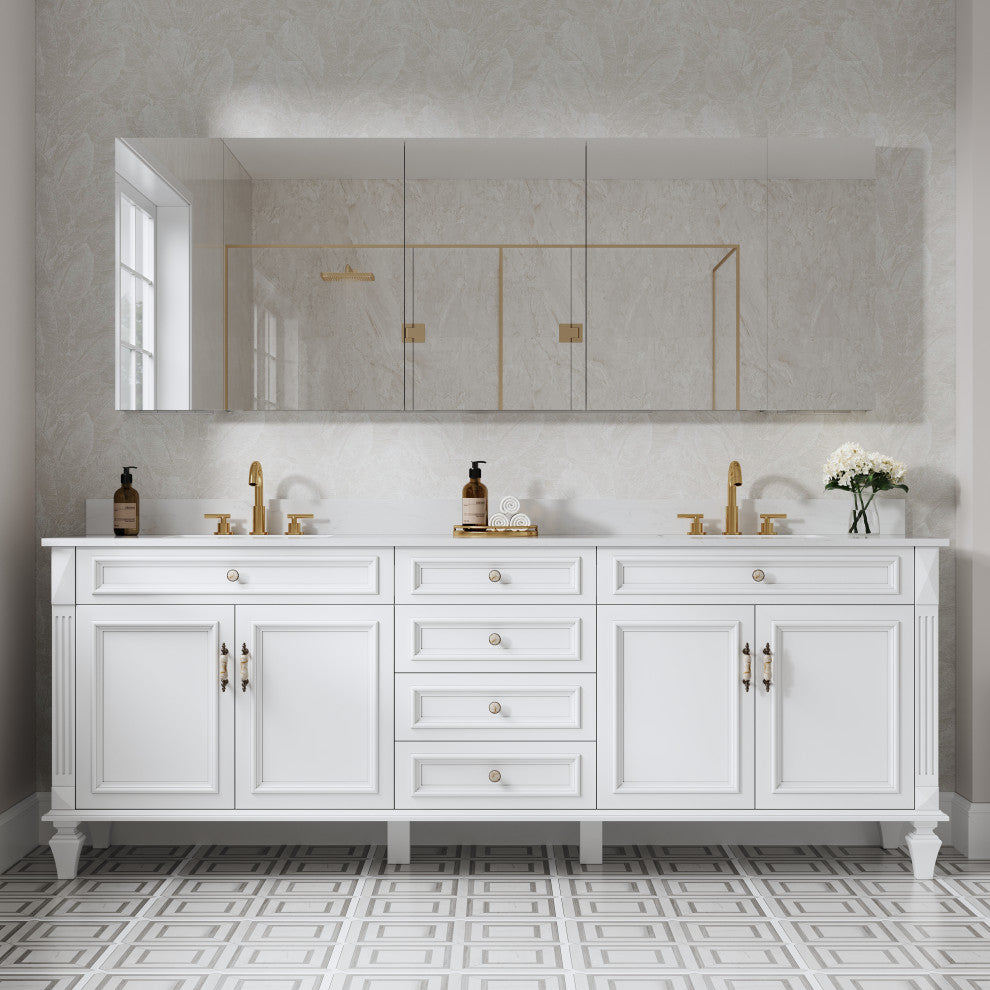 Recessed/Surface Mount Bathroom Medicine Cabinet, Reverse Installation, 84"x30"
