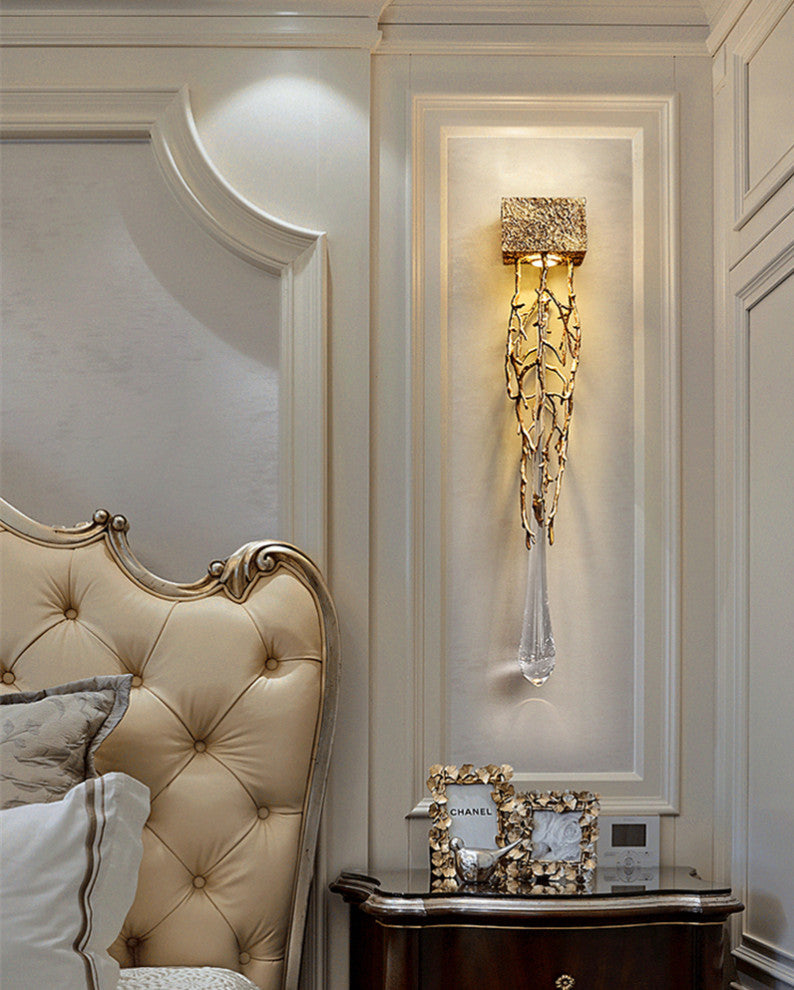 Jumilla | Creative LED Crystal Copper Wall Lamp, Copper, Cool Light