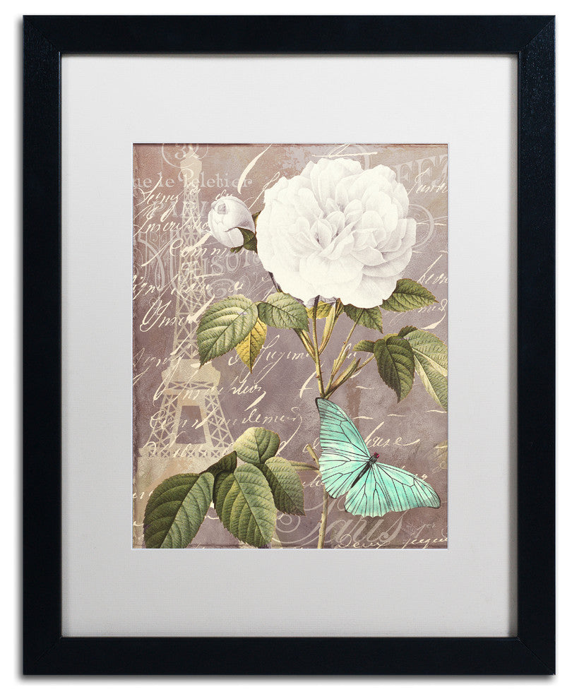 Color Bakery 'White Rose' Matted Framed Art, Black Frame, White Mat, 16x20