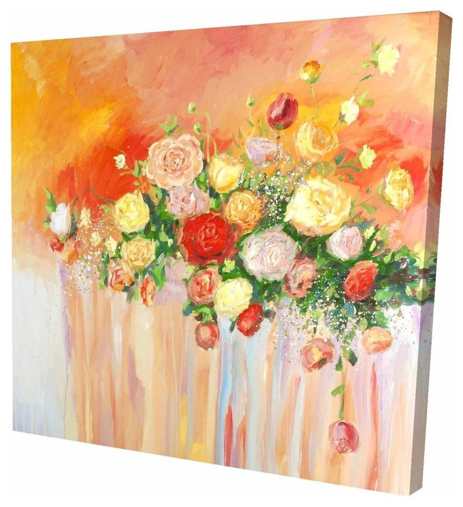 Bouquet of Flowers Multicolor, Fine Art Gallery Wrapped Canvas, 24"x24"