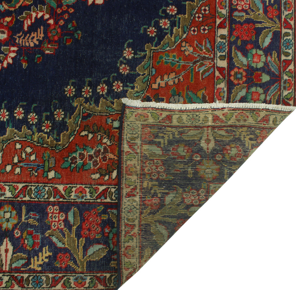 Fine Vintage Distressed Adia Navy Rug