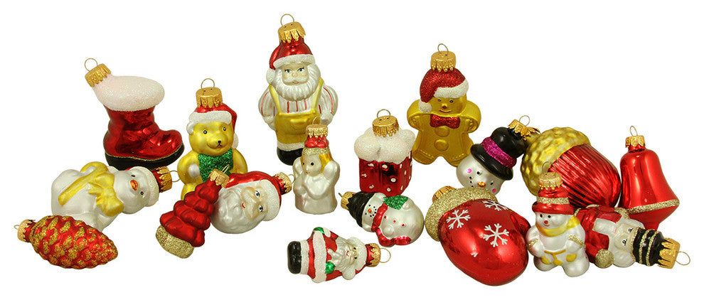 Snowman Santa Nutcracker and Gingerbread Glass Figure Christmas Ornaments