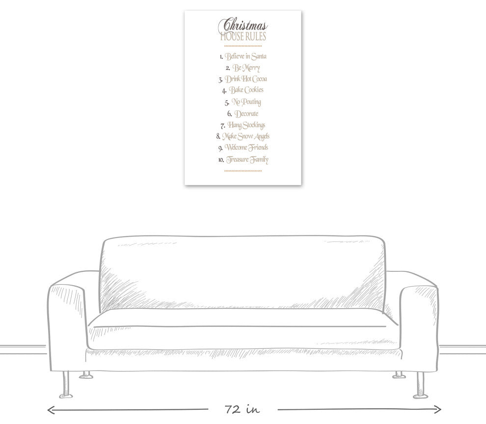 Christmas House Rules 24x36 Canvas Wall Art
