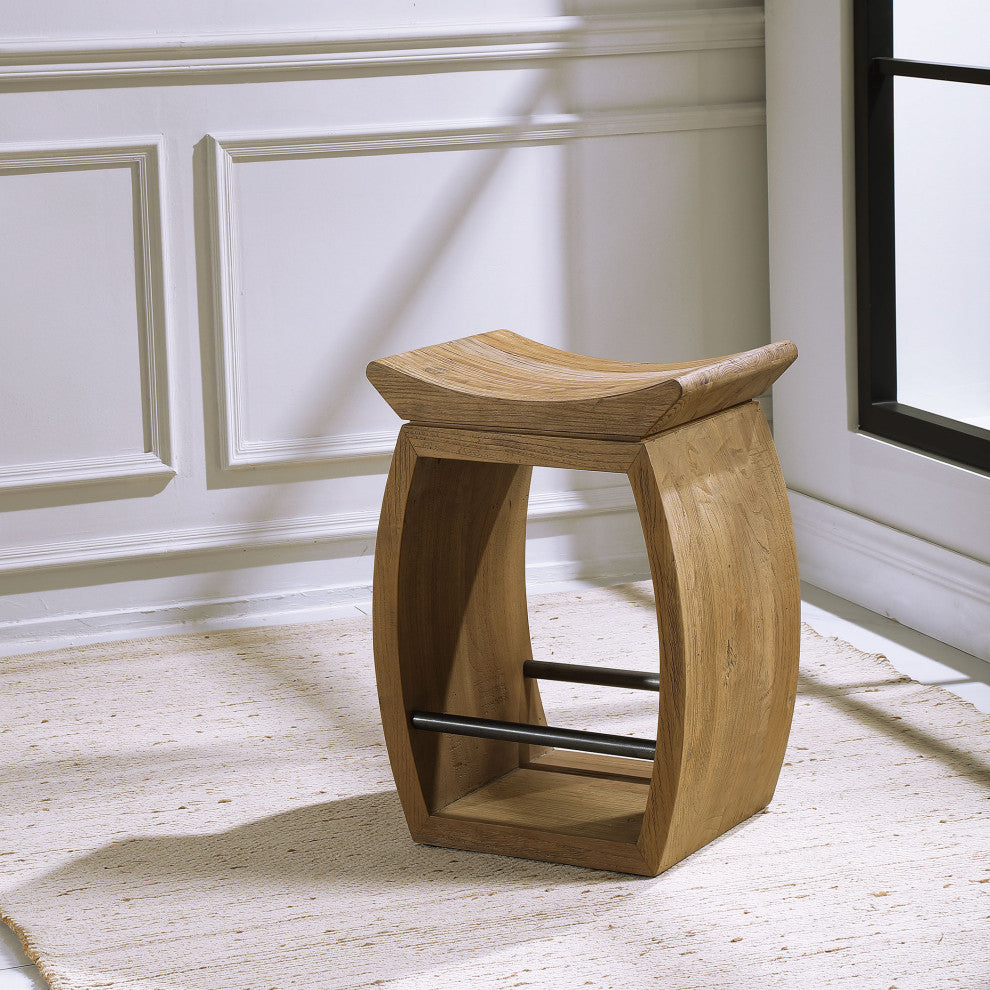 Uttermost Connor Modern Wood Counter stool