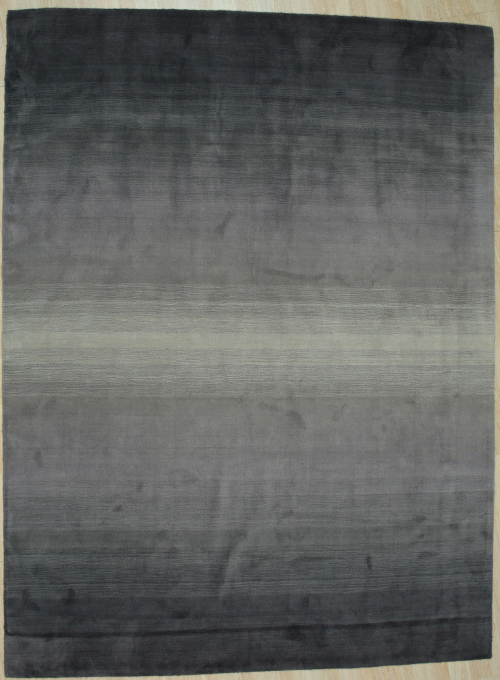 Handmade Wool Gray Transitional Stripe Horizon Rug, 5' X 8'
