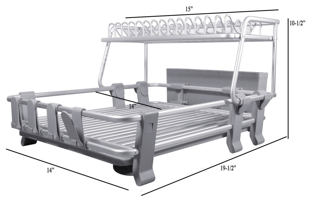 Aluminum 2-Tier Dish Drying Rack With Cutlery Holder