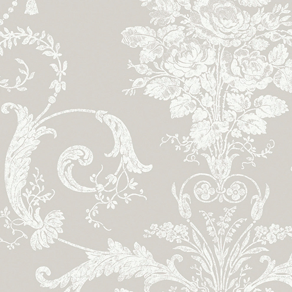 Laura Ashley Josette Wallpaper, White/Dove Grey