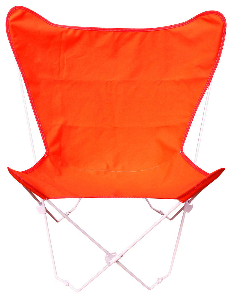 Butterfly Chair and Cover Combo With White Frame, Orange