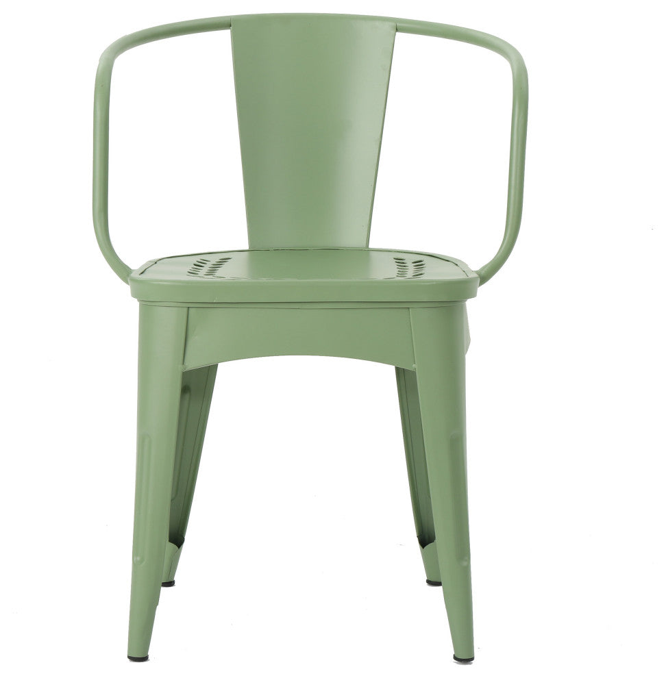 GDF Studio 3-Piece Leona Outdoor Paint Finished Iron Bistro Set, Matte Green