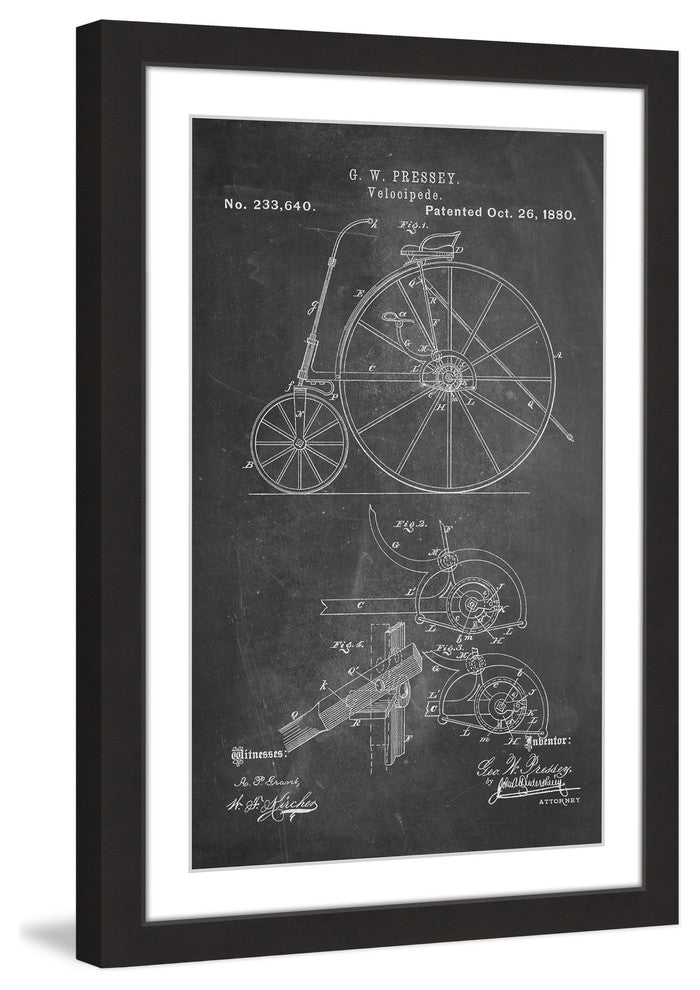 "Velocipede 1880 Chalk" Framed Painting Print